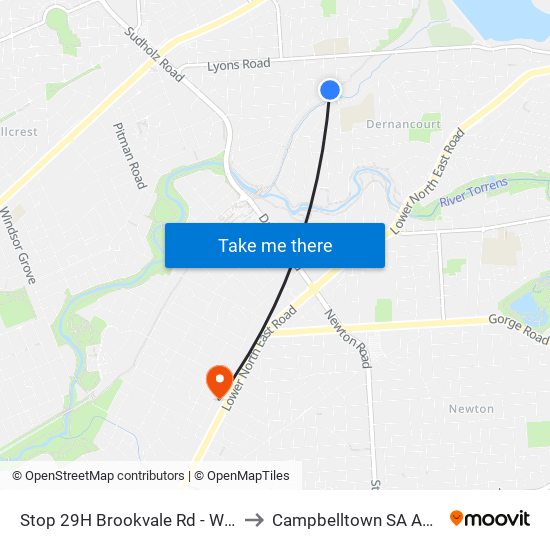 Stop 29H Brookvale Rd - West side to Campbelltown SA Australia map