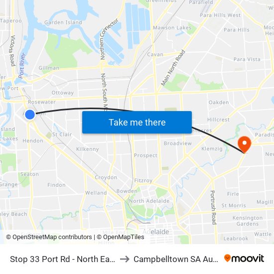 Stop 33 Port Rd - North East side to Campbelltown SA Australia map