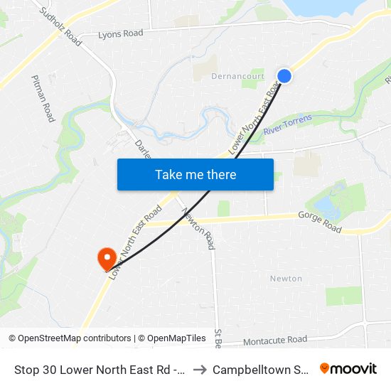 Stop 30 Lower North East Rd - South East side to Campbelltown SA Australia map