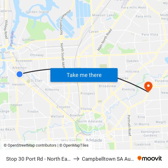 Stop 30 Port Rd - North East side to Campbelltown SA Australia map