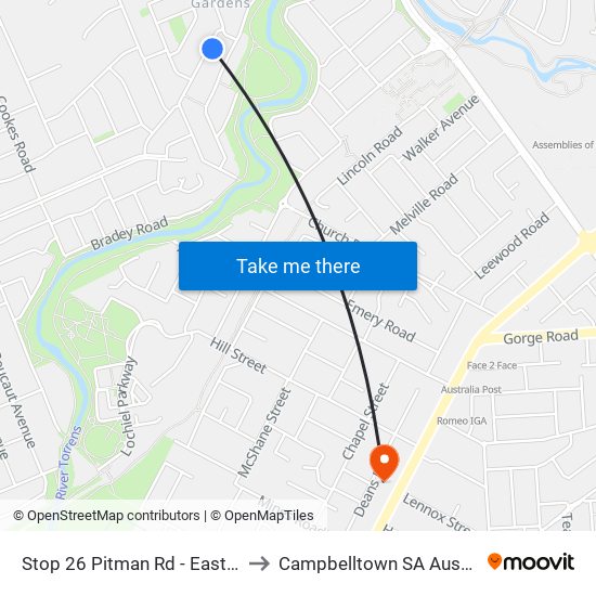 Stop 26 Pitman Rd - East side to Campbelltown SA Australia map