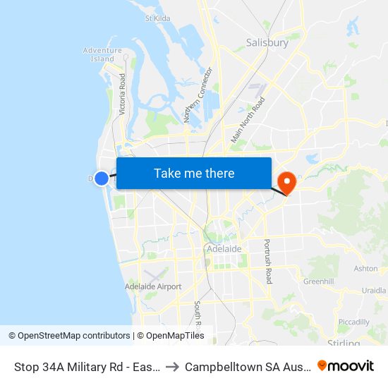 Stop 34A Military Rd - East side to Campbelltown SA Australia map