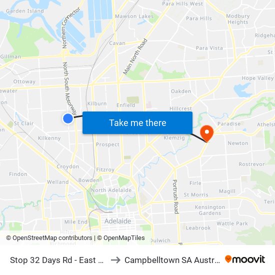 Stop 32 Days Rd - East side to Campbelltown SA Australia map