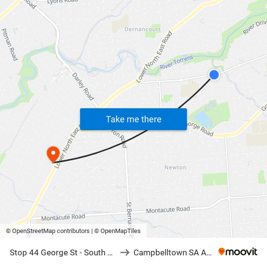Stop 44 George St - South East side to Campbelltown SA Australia map