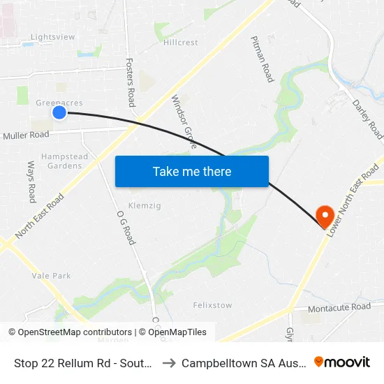 Stop 22 Rellum Rd - South side to Campbelltown SA Australia map