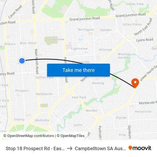 Stop 18 Prospect Rd - East side to Campbelltown SA Australia map