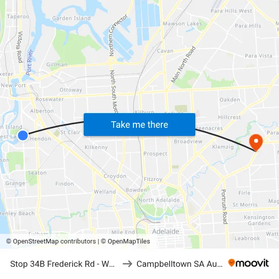 Stop 34B Frederick Rd - West side to Campbelltown SA Australia map