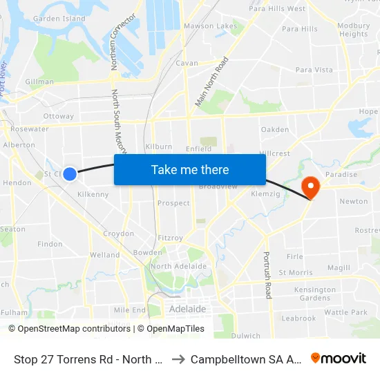 Stop 27 Torrens Rd - North East side to Campbelltown SA Australia map