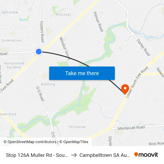 Stop 126A Muller Rd - South side to Campbelltown SA Australia map