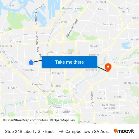 Stop 24B Liberty Gr - East side to Campbelltown SA Australia map
