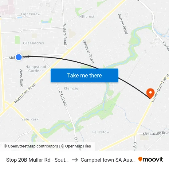 Stop 20B Muller Rd - South side to Campbelltown SA Australia map