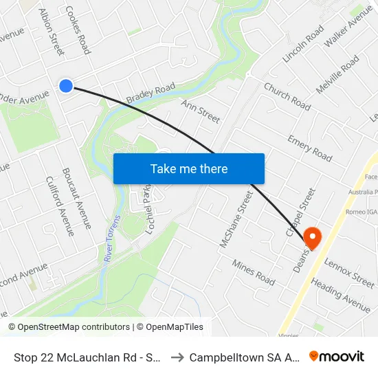 Stop 22 McLauchlan Rd - South side to Campbelltown SA Australia map