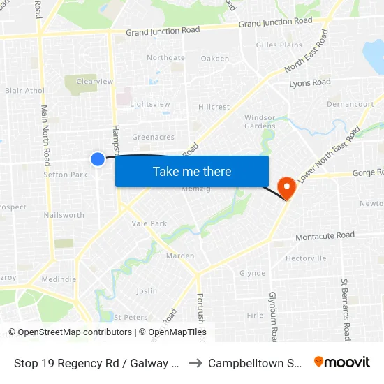 Stop 19 Regency Rd / Galway Ave - South side to Campbelltown SA Australia map