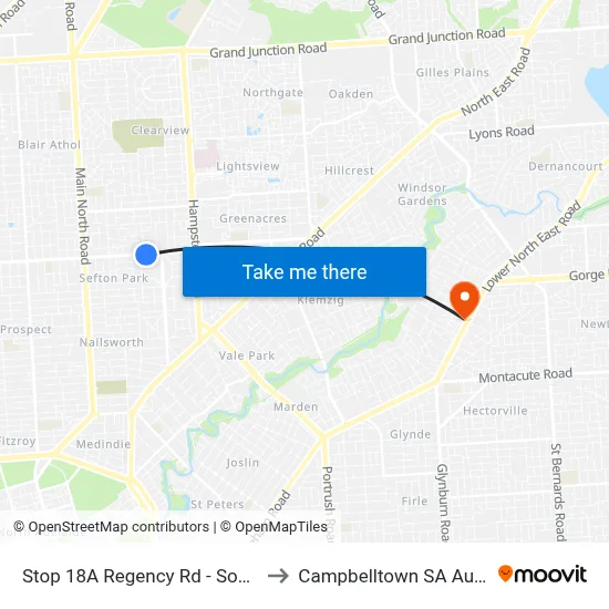 Stop 18A Regency Rd - South side to Campbelltown SA Australia map
