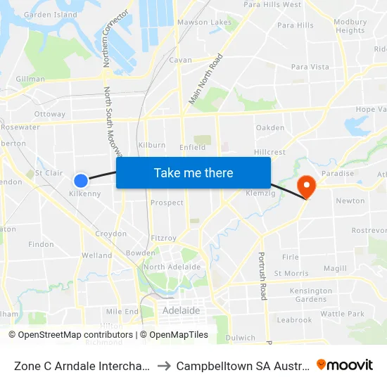 Zone C Arndale Interchange to Campbelltown SA Australia map