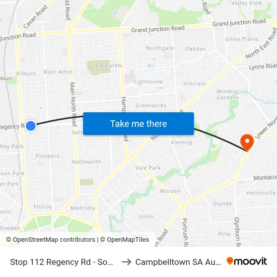 Stop 112 Regency Rd - South side to Campbelltown SA Australia map