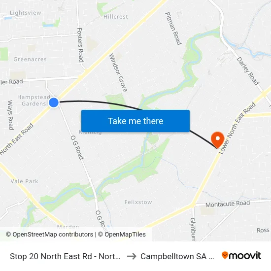 Stop 20 North East Rd - North West side to Campbelltown SA Australia map