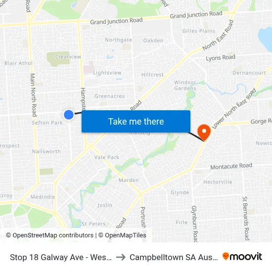 Stop 18 Galway Ave - West side to Campbelltown SA Australia map