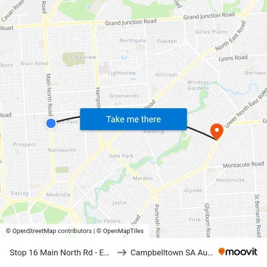 Stop 16 Main North Rd - East side to Campbelltown SA Australia map