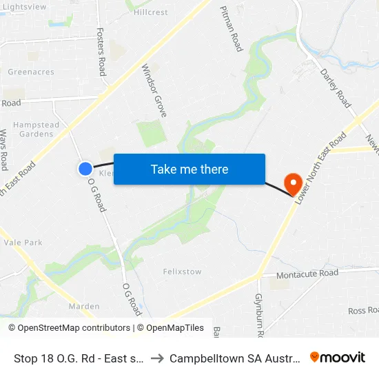 Stop 18 O.G. Rd - East side to Campbelltown SA Australia map
