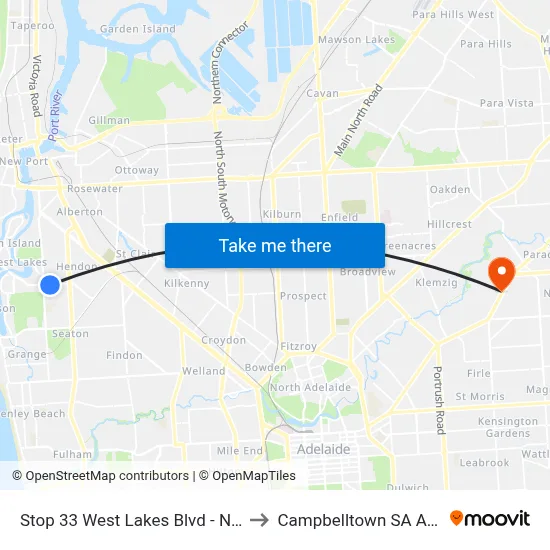 Stop 33 West Lakes Blvd - North side to Campbelltown SA Australia map