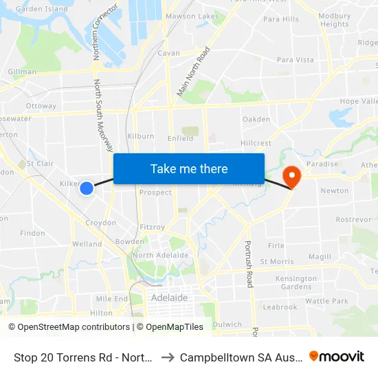 Stop 20 Torrens Rd - North side to Campbelltown SA Australia map