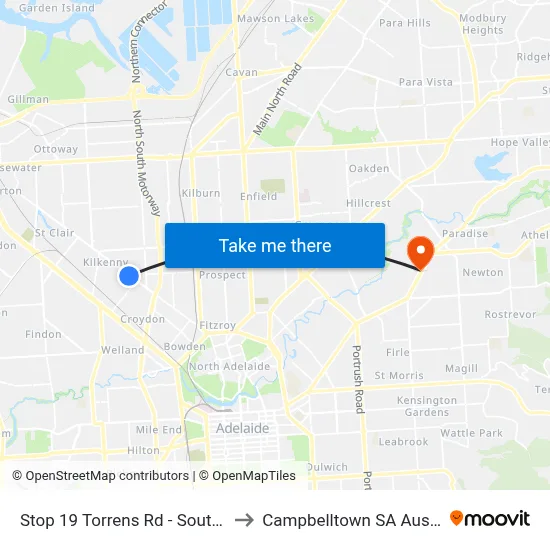 Stop 19 Torrens Rd - South side to Campbelltown SA Australia map