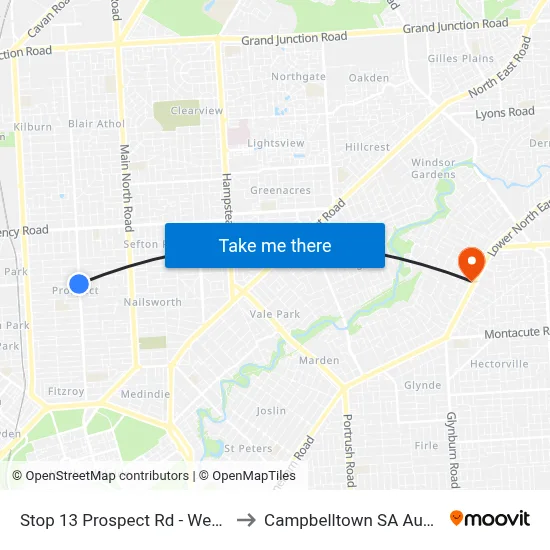 Stop 13 Prospect Rd - West side to Campbelltown SA Australia map