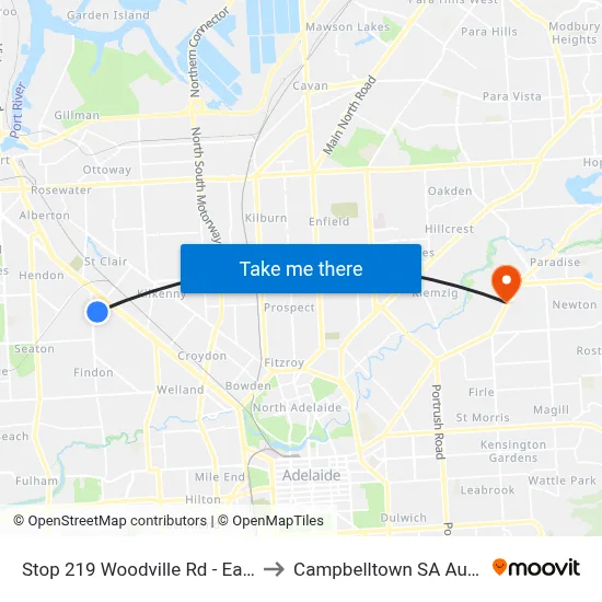 Stop 219 Woodville Rd - East side to Campbelltown SA Australia map