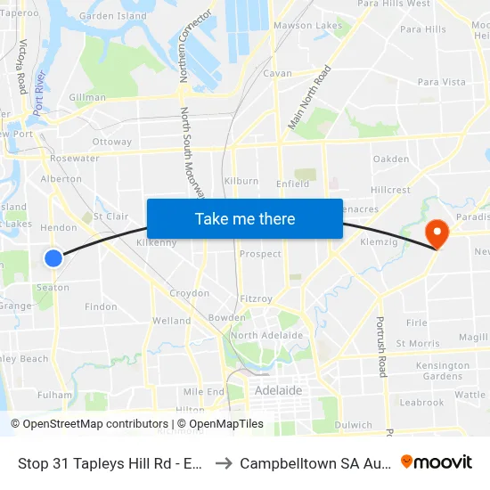Stop 31 Tapleys Hill Rd - East side to Campbelltown SA Australia map