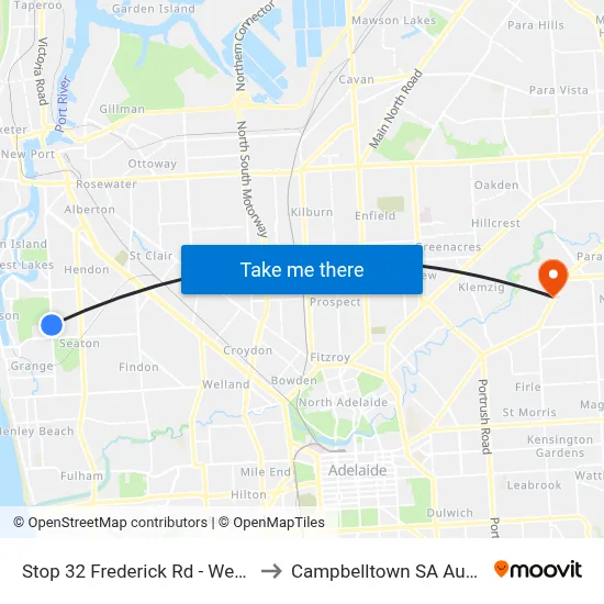 Stop 32 Frederick Rd - West side to Campbelltown SA Australia map