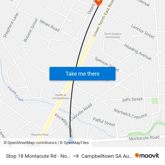 Stop 18 Montacute Rd - North side to Campbelltown SA Australia map