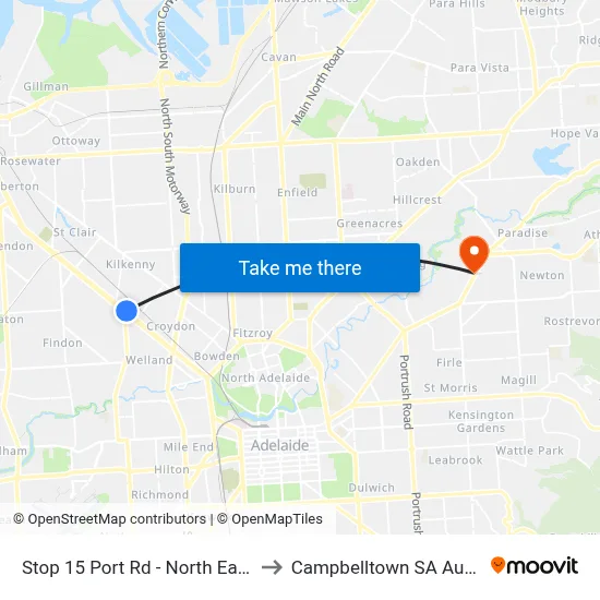 Stop 15 Port Rd - North East side to Campbelltown SA Australia map