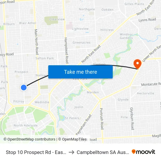 Stop 10 Prospect Rd - East side to Campbelltown SA Australia map