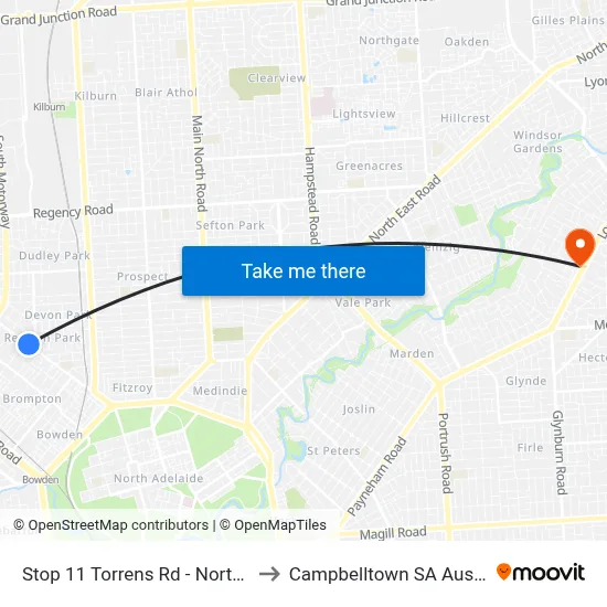 Stop 11 Torrens Rd - North side to Campbelltown SA Australia map