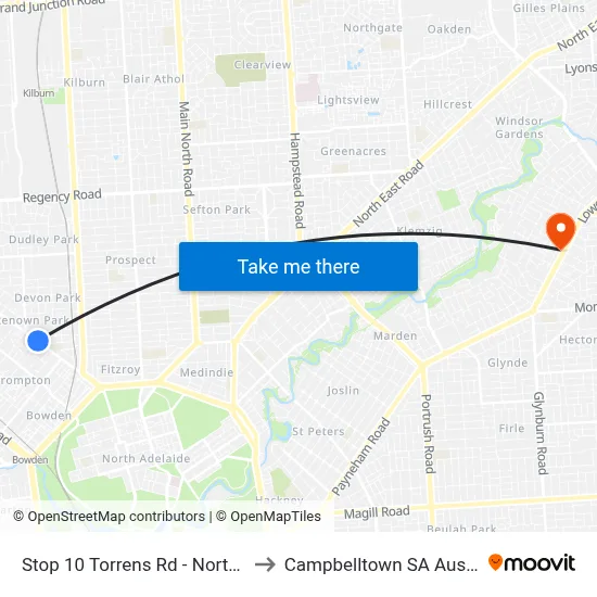Stop 10 Torrens Rd - North side to Campbelltown SA Australia map