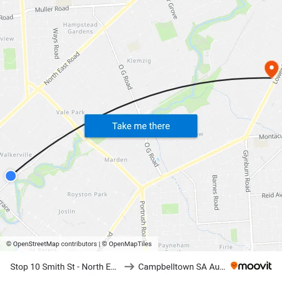 Stop 10 Smith St - North East side to Campbelltown SA Australia map