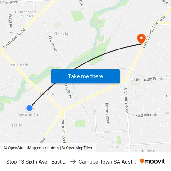 Stop 13 Sixth Ave - East side to Campbelltown SA Australia map