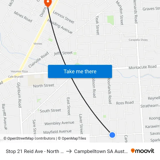 Stop 21 Reid Ave - North side to Campbelltown SA Australia map