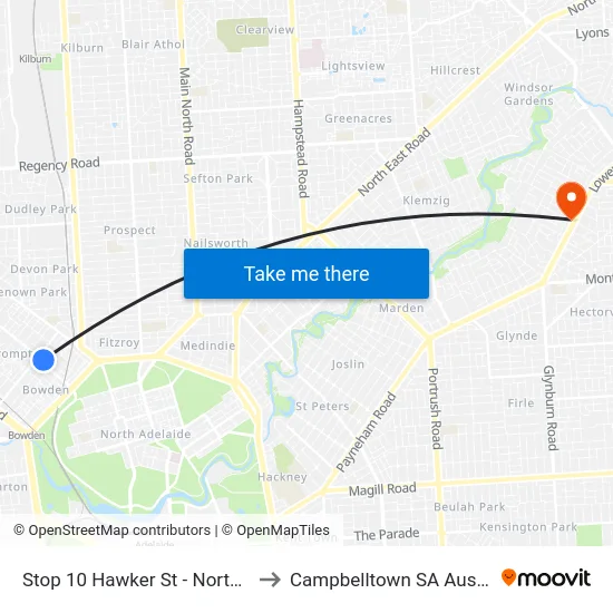 Stop 10 Hawker St - North side to Campbelltown SA Australia map