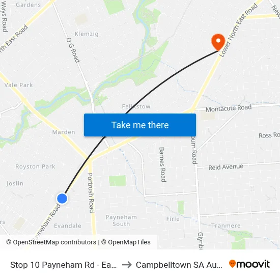 Stop 10 Payneham Rd - East side to Campbelltown SA Australia map