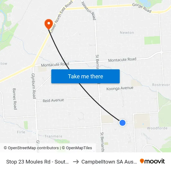 Stop 23 Moules Rd - South side to Campbelltown SA Australia map
