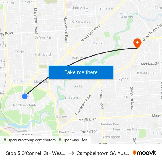 Stop 5 O'Connell St - West side to Campbelltown SA Australia map