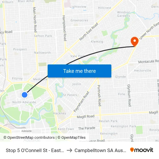 Stop 5 O'Connell St - East side to Campbelltown SA Australia map
