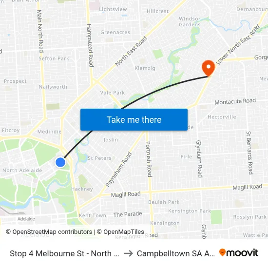 Stop 4 Melbourne St - North West side to Campbelltown SA Australia map