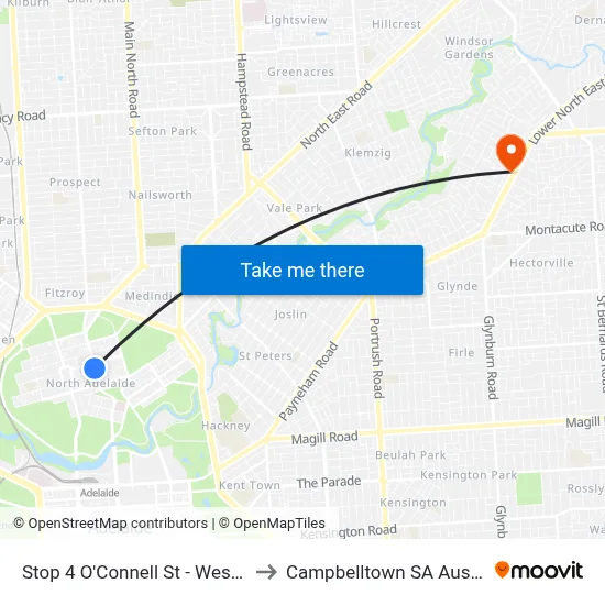Stop 4 O'Connell St - West side to Campbelltown SA Australia map