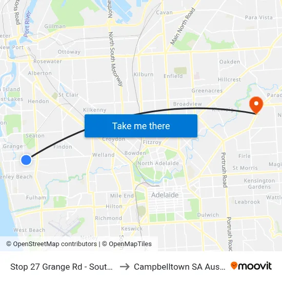 Stop 27 Grange Rd - South side to Campbelltown SA Australia map