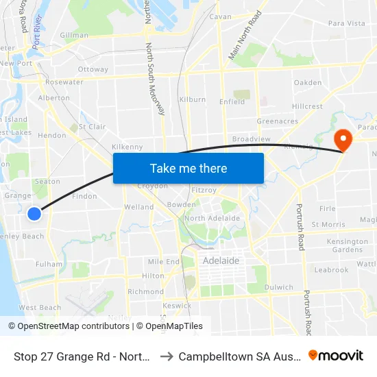 Stop 27 Grange Rd - North side to Campbelltown SA Australia map