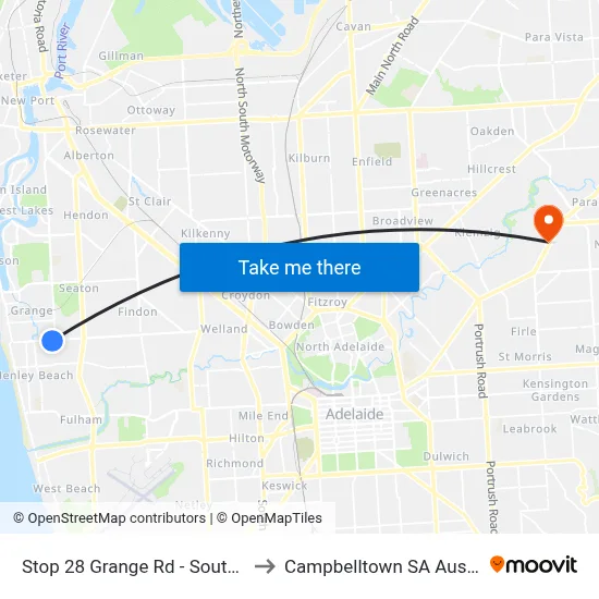 Stop 28 Grange Rd - South side to Campbelltown SA Australia map