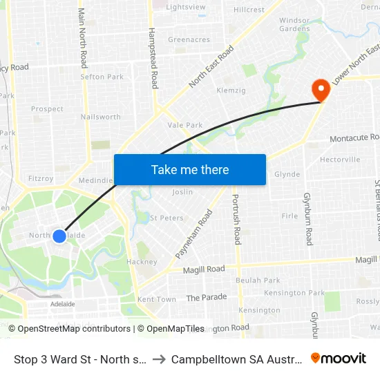 Stop 3 Ward St - North side to Campbelltown SA Australia map